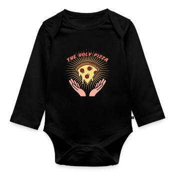 Pizza Sacré Fast Food Amour - Body Bébé bio manches longues - noir - Devant