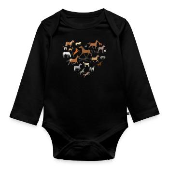 Pferde Mit Liebe, Pferdeliebhaber, Süße Pferde - Baby Bio-Langarm-Body - Schwarz - Vorne