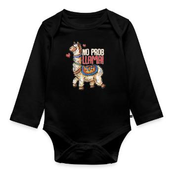 Lama - Body Bébé bio manches longues - noir - Devant