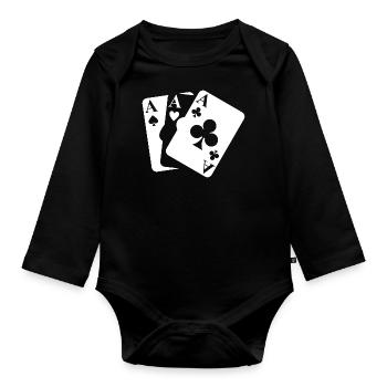 playing cards - Organic Longsleeve Baby Bodysuit - black - Front