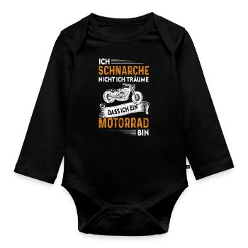 Motorradfahrer Spruch Motorrad - Baby Bio-Langarm-Body - Schwarz - Vorne