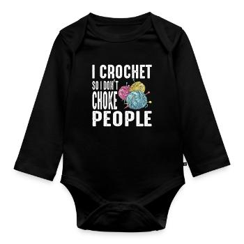 Crochet mamie crochet aiguille fil de couture couture - Body Bébé bio manches longues - noir - Devant