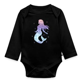 paillettes dames fille cadeau nixe - Body Bébé bio manches longues - noir - Devant