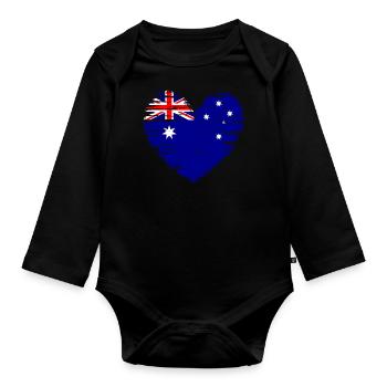 Australien Herz Flagge Fahne Wappen - Baby Bio-Langarm-Body - Schwarz - Vorne