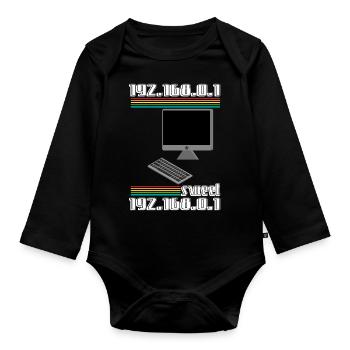 192.168.01 sweet 192.168.0.1 - Baby Bio-Langarm-Body - Schwarz - Vorne