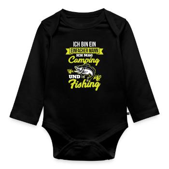 Homme simple Je Mag Camping Et Pêche Pêche - Body Bébé bio manches longues - noir - Devant