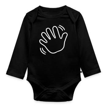 Emoji winken Skizze weiß - Baby Bio-Langarm-Body - Schwarz - Vorne