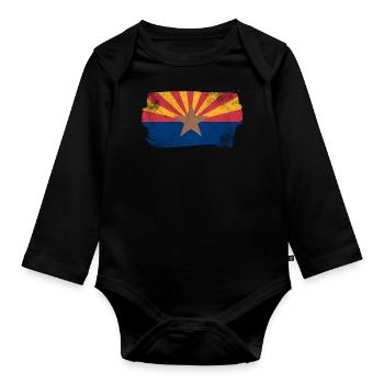 Arizona Flagge - Baby Bio-Langarm-Body - Schwarz - Vorne