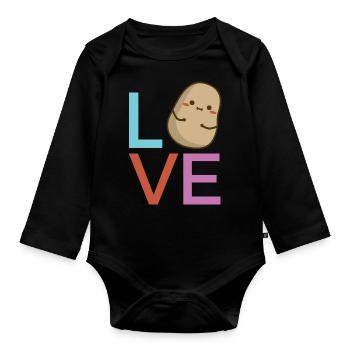 Love pomme de terre - Body Bébé bio manches longues - noir - Devant