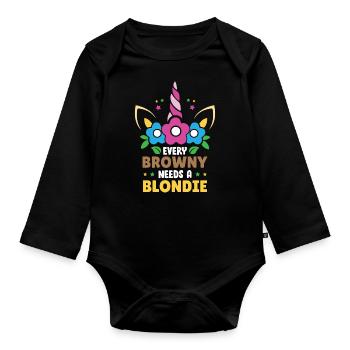 Every Brownie Needs a Blondie - Organic Longsleeve Baby Bodysuit - black - Front