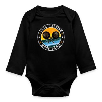 Moins parler plus padel tennis - Rétro Vintage - Body Bébé bio manches longues - noir - Devant