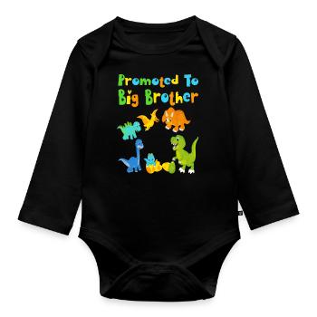 Endlich großer Bruder Dino - Baby Bio-Langarm-Body - Schwarz - Vorne