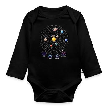 Solar system, planets, universe, astrology - Organic Longsleeve Baby Bodysuit - black - Front