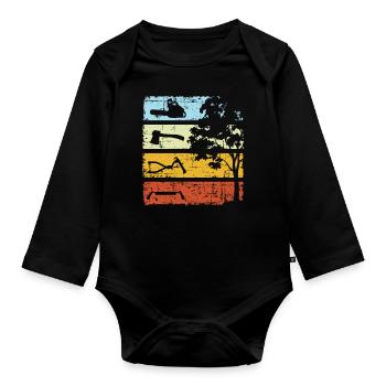 Bûcheron vintage tronçonneuse forestier - Body Bébé bio manches longues - noir - Devant