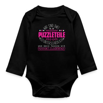 Beste Freundinnen Puzzleteile Freundin - Baby Bio-Langarm-Body - Schwarz - Vorne