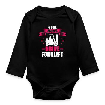 Cool Moms drive Forklift Ladies forklift operator - Baby Bio-Langarm-Body - Schwarz - Vorne