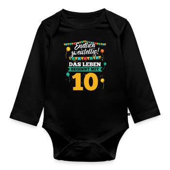 10 Geburtstag junge mädchen Geburtstagsshirt 10 - Baby Bio-Langarm-Body - Schwarz - Vorne