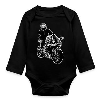 Motorcycle Lifestyle / Moto / moto biker - Body Bébé bio manches longues - noir - Devant