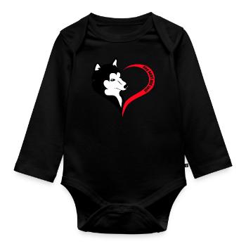 re heart one heart and soul - Organic Longsleeve Baby Bodysuit - black - Front