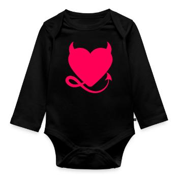 Heart Devil - Organic Longsleeve Baby Bodysuit - black - Front