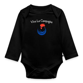 Vive la campagne, coq - Body Bébé bio manches longues - noir - Devant