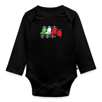 Scooter Mofa Moped Roller - Organic Longsleeve Baby Bodysuit - black - Front