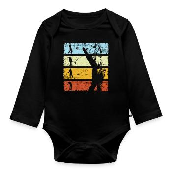 Golfer & Golfspieler Golf Club Golfplatz Retro - Body Bébé bio manches longues - noir - Devant