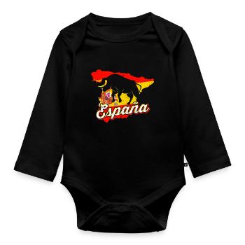 Espagne - Body Bébé bio manches longues - noir - Devant