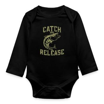 For the right anglers - Catch and Release - Organic Longsleeve Baby Bodysuit - black - Front