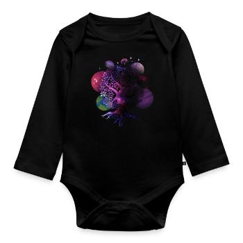 Tree of Life Galaxy, Planets, Solar System, - Organic Longsleeve Baby Bodysuit - black - Front