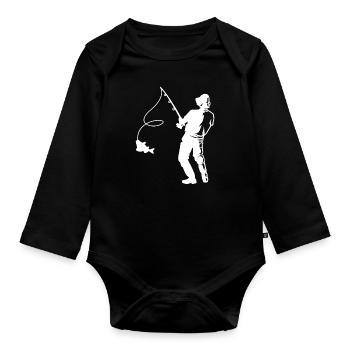 angling - Organic Longsleeve Baby Bodysuit - black - Front