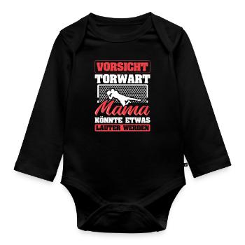 Torwart - Baby Bio-Langarm-Body - Schwarz - Vorne