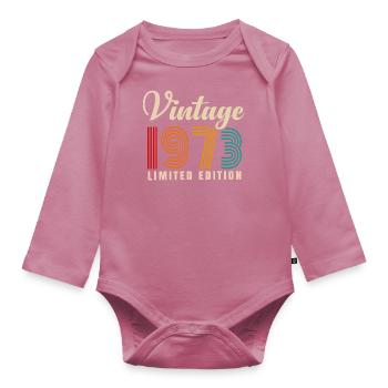 JAHRGANG 1973. 48. GEBURTSTAG - Baby Bio-Langarm-Body - Mauve - Vorne