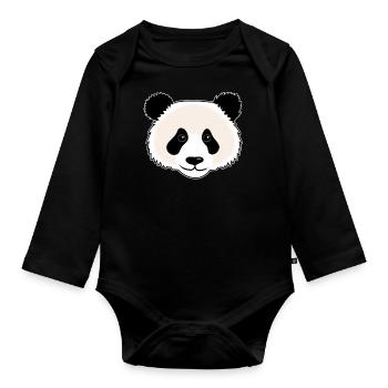 Big Panda Funny Gift Women's Men's Kids - Organic Longsleeve Baby Bodysuit - black - Front