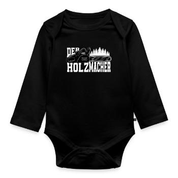 Holzmacher Waldarbeiter Kettensäge Holzfäller - Baby Bio-Langarm-Body - Schwarz - Vorne