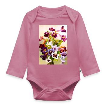 Violets - Organic Longsleeve Baby Bodysuit - mauve - Front