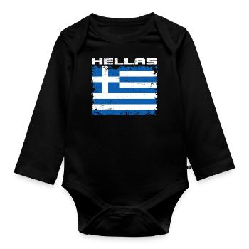 Grèce Drapeau Hellas - Body Bébé bio manches longues - noir - Devant
