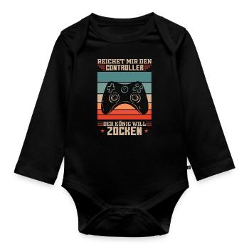 Give me the controller the king wants to gamble - Organic Longsleeve Baby Bodysuit - black - Front