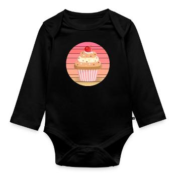 Muffin au coucher du soleil - Body Bébé bio manches longues - noir - Devant