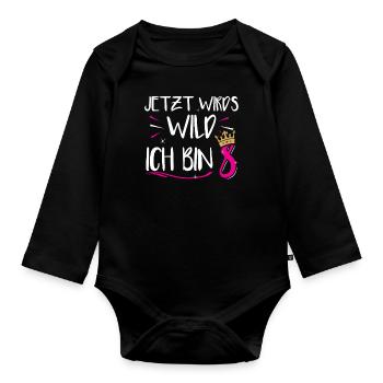 8 Geburtstag 8 Jahre alt Geschenkidee Geschenk - Baby Bio-Langarm-Body - Schwarz - Vorne