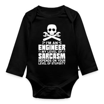 Engineer Sarcasm - Organic Longsleeve Baby Bodysuit - black - Front