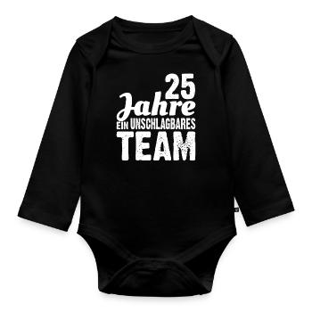 Silver Wedding | 25 years an unbeatable team - Organic Longsleeve Baby Bodysuit - black - Front