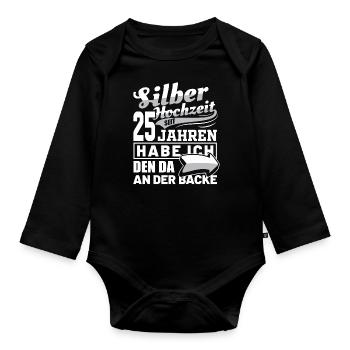 Silver Wedding Wedding Anniversary Marriage Wife Gift Idea - Organic Longsleeve Baby Bodysuit - black - Front