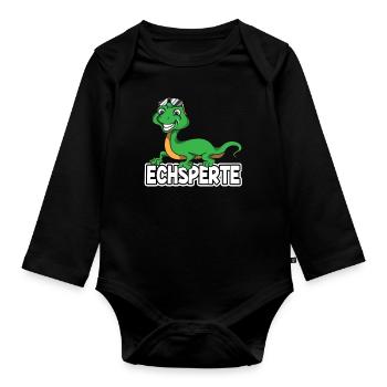Echsperte Echse Reptilien Eidechse Experte Spruch - Baby Bio-Langarm-Body - Schwarz - Vorne
