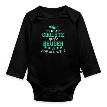 Der Coolste große Bruder auf der Welt - Baby Bio-Langarm-Body - Schwarz - Vorne