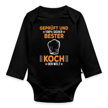100% sicher bester Koch der Welt Köche Chefkoch - Baby Bio-Langarm-Body - Schwarz - Vorne