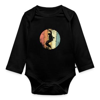 Breakdancer retro Hip Hop Tänzer - Baby Bio-Langarm-Body - Schwarz - Vorne