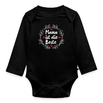 Mama ist die Beste - Baby Bio-Langarm-Body - Schwarz - Vorne