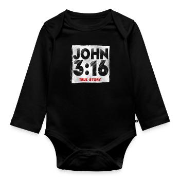 Christlicher Bibelvers Religion - Baby Bio-Langarm-Body - Schwarz - Vorne