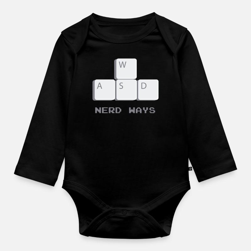 nerd way - Organic Longsleeve Baby Bodysuit - black